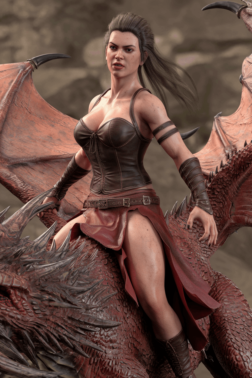 AI generated: Create an image of a woman who embodies boldness, audacity, and unrestrained energy. She has a strik...