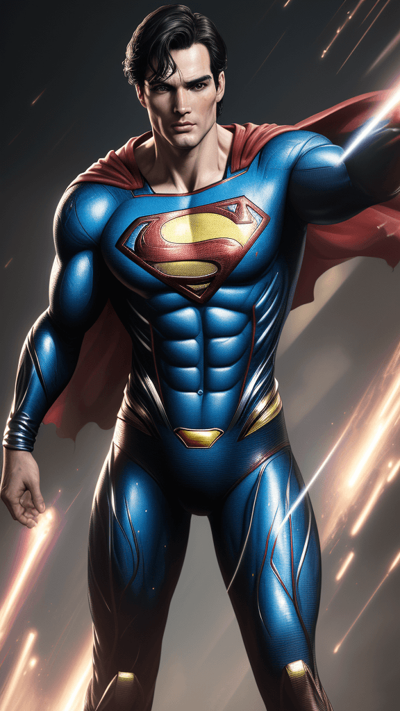 AI generated: (best quality ,8k, 16k, highres, masterpiece:1.2),DC database feature of ((Superman)):2.3, Prominent...