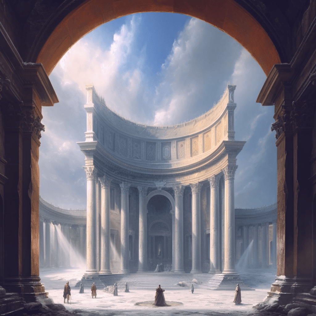 AI generated: ''cinematic shot'' of gates to heaven, full detailed, 8 k, realistic, atmospheric, style by ivan aiv...