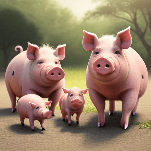 AI generated: pig family realistic
