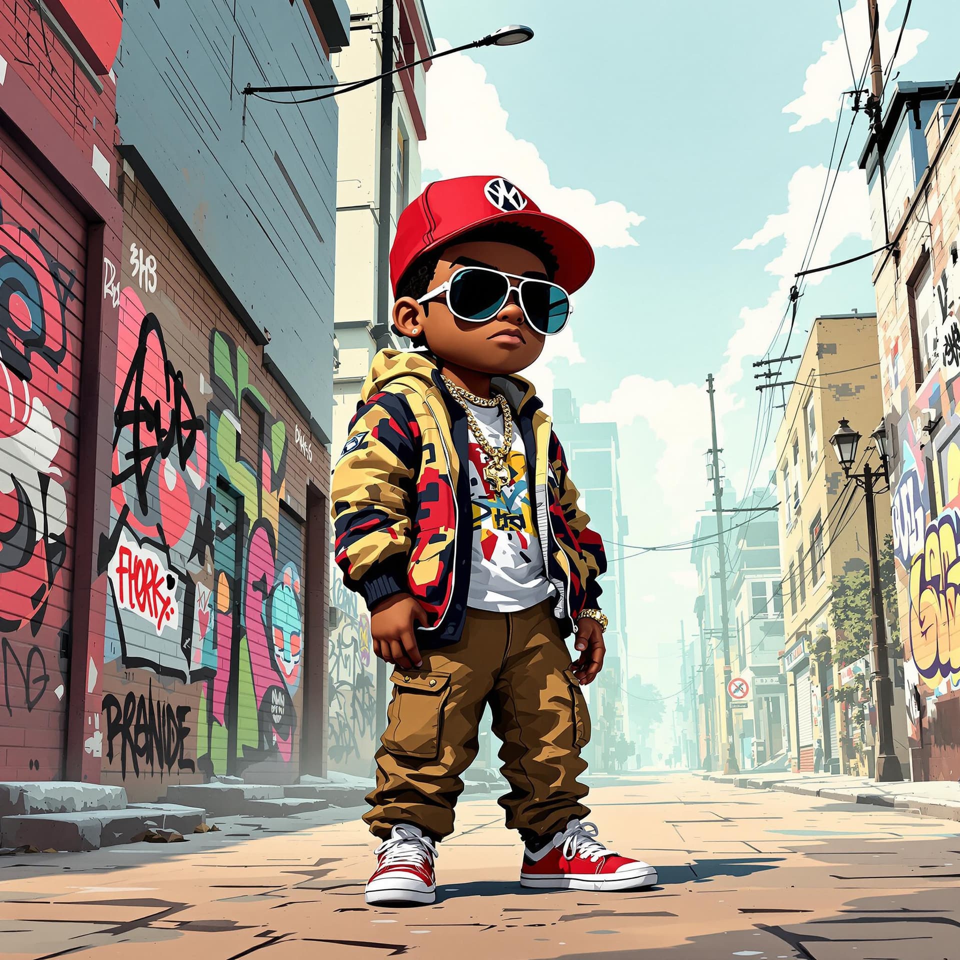 AI generated: 3d vector illustration of an african american hip hop graffiti character 
with urban fashion and gra...