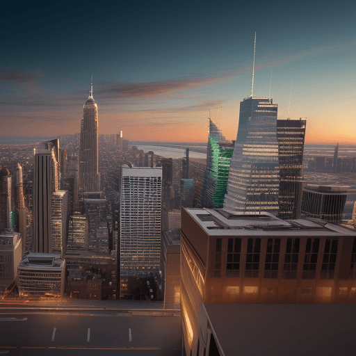 AI generated: Create an image of a US citizen with a city landscape background