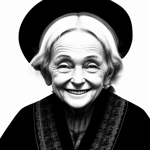 AI generated: high contrast image of an old woman smiling