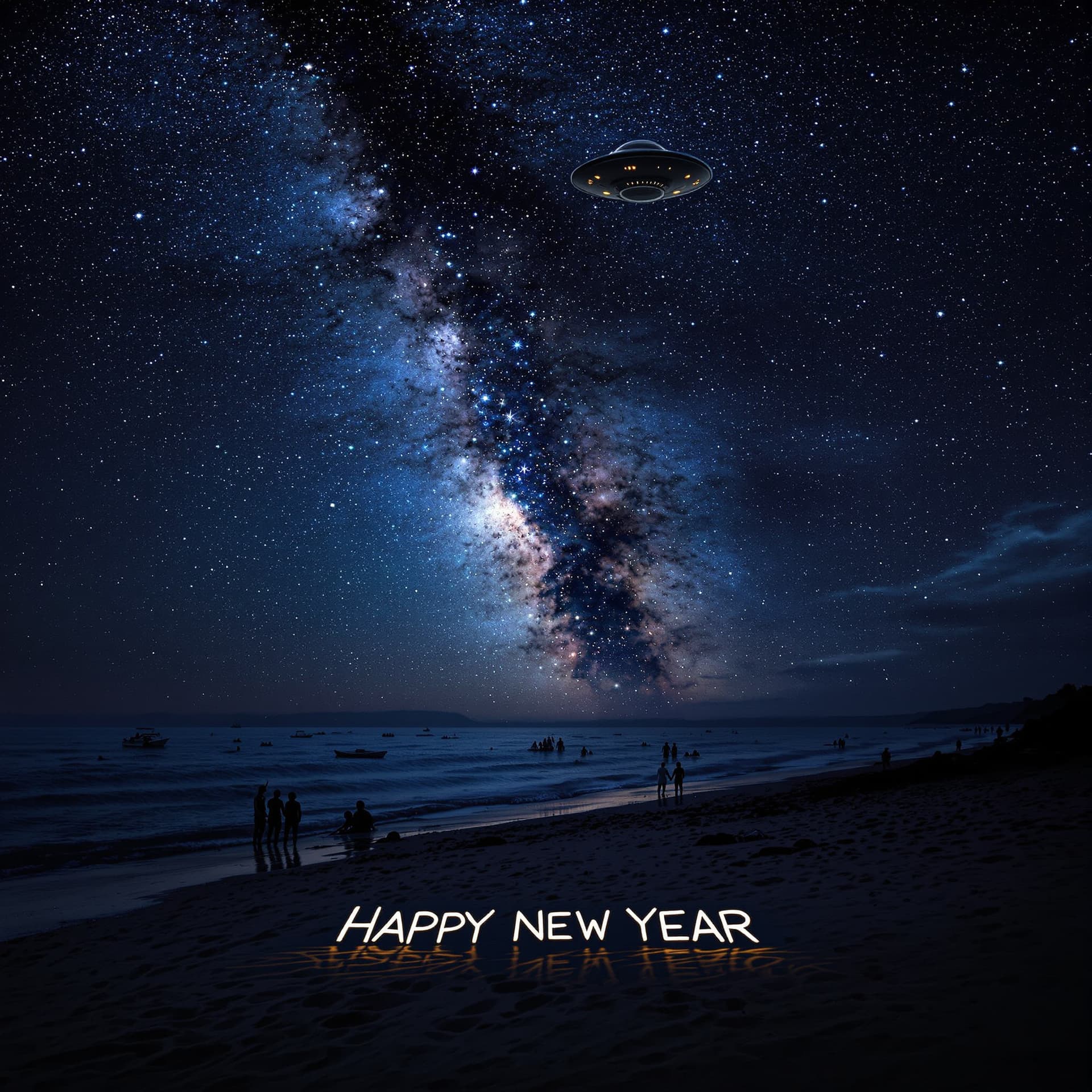 AI generated: The starry sky shines on the beach, out in the Hamptons on the Eastern end on Long Island NY, people...