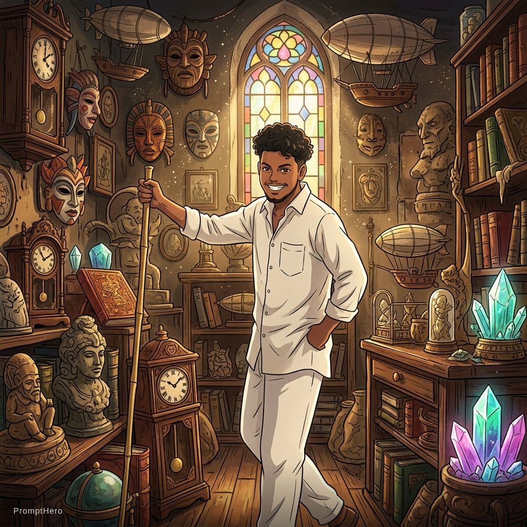 AI generated: store full of curious collectibles :: incredible, anime, Digital 2D, animated by Kyoto Animation, St...