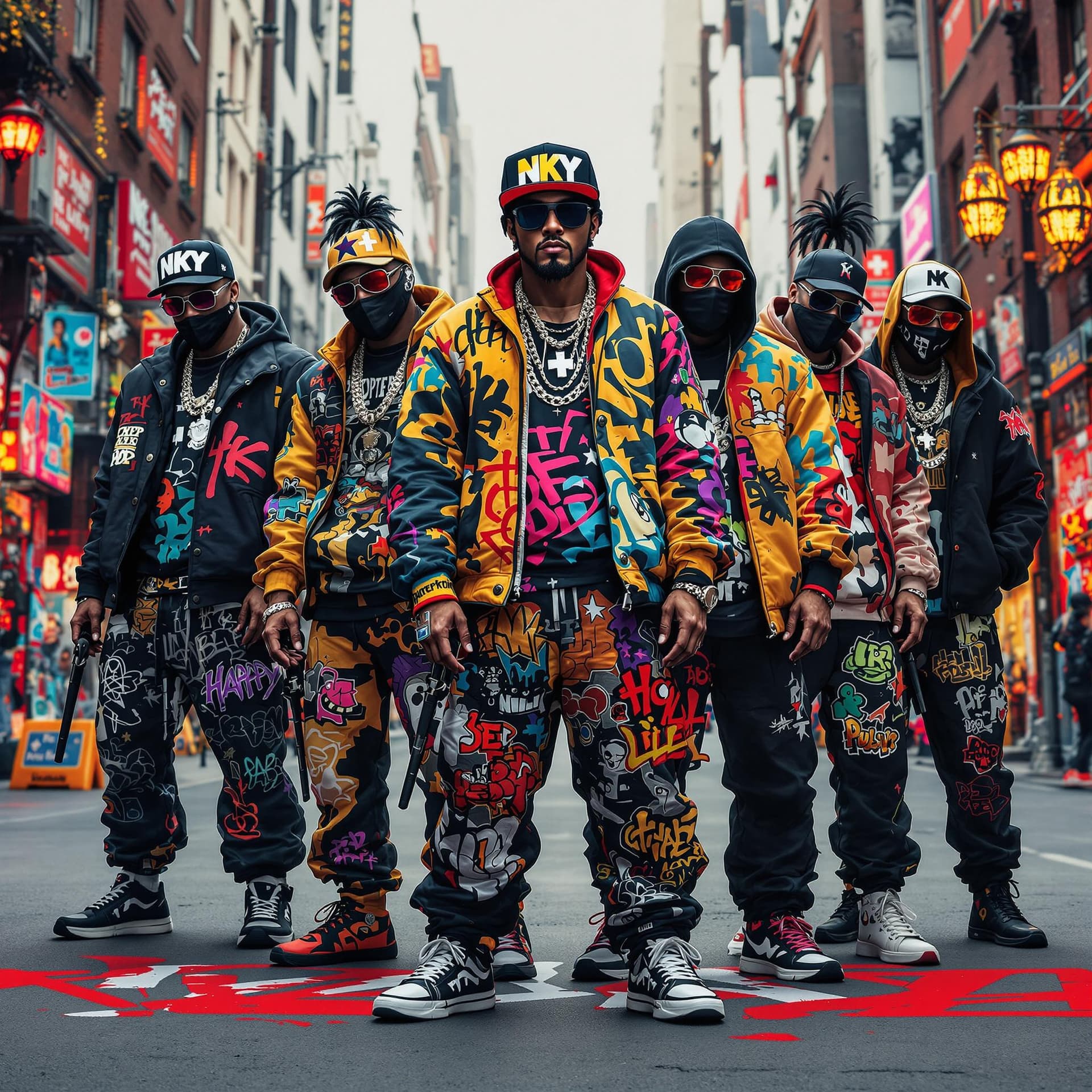AI generated: hip hop graffiti style characters,  full body, 4k, hyper realistic, focused, extreme details, unreal...