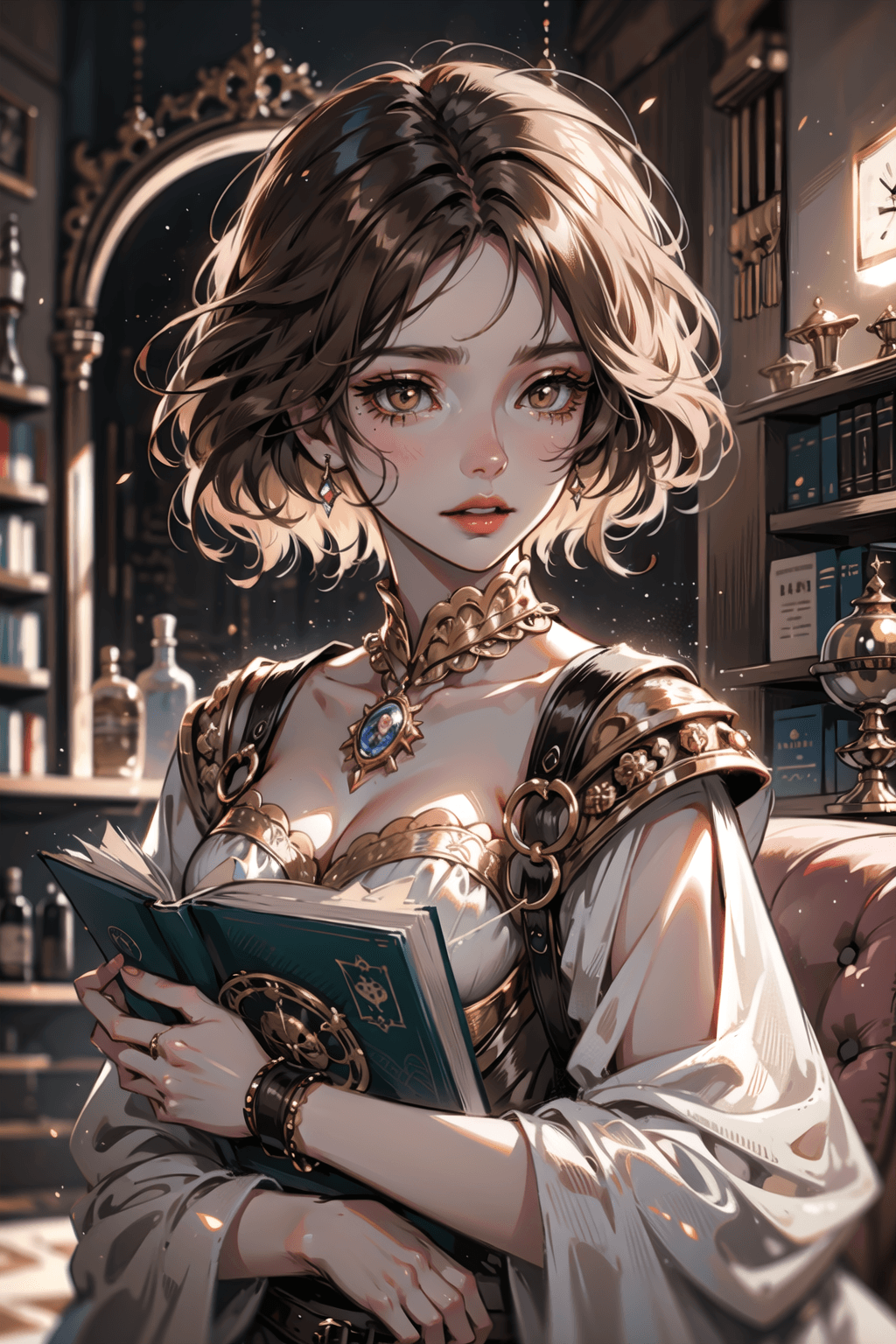 AI generated: ((cinematic light)), hyper detail, dramatic light, intricate details, a human girl with ((short dark...