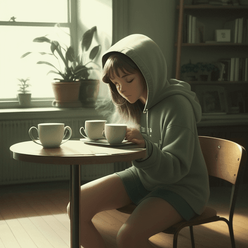 AI generated: Create an image that reflects the relaxed and nostalgic atmosphere of a lo-fi video. Imagine a scene...