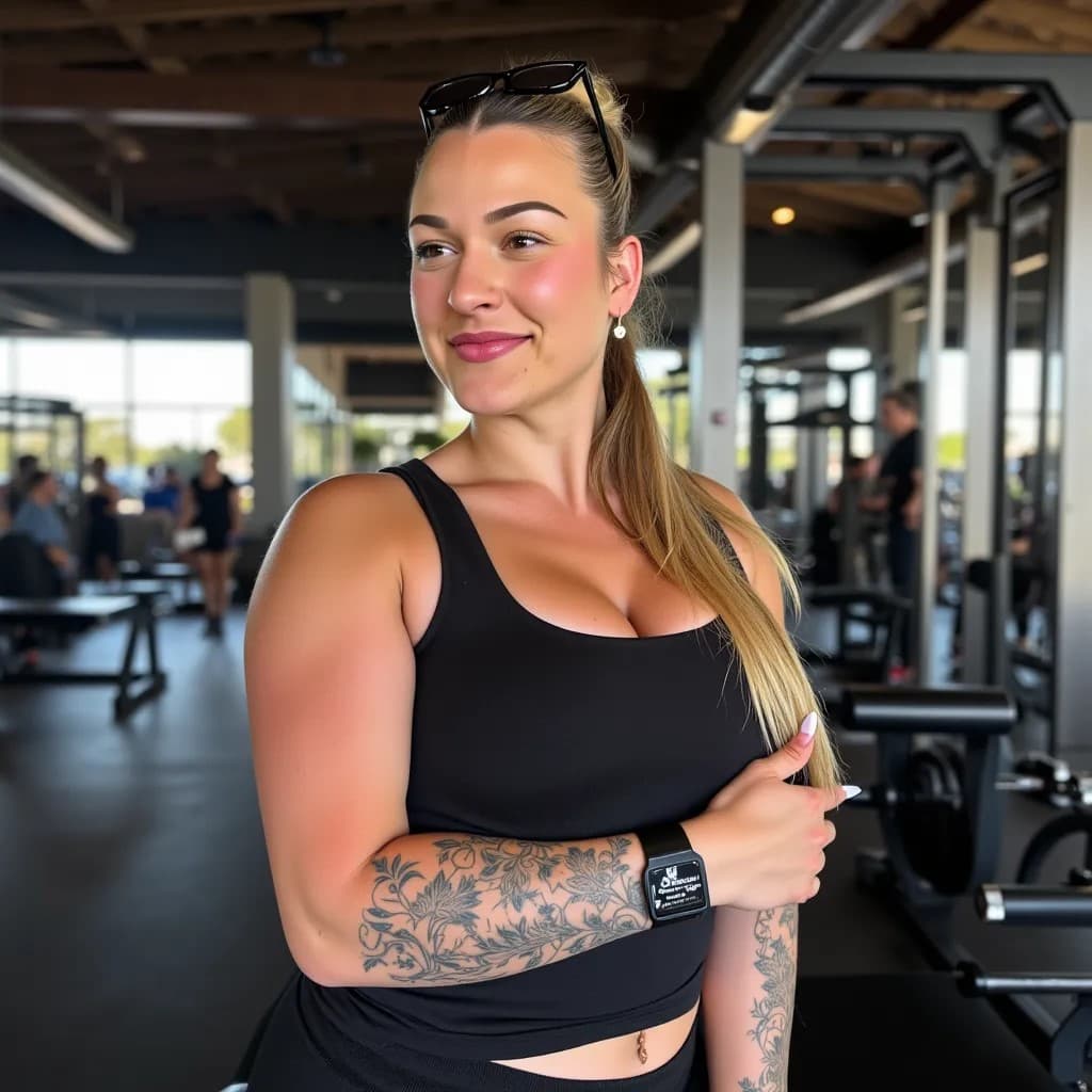AI generated: rocky a photograph of beautiful girl at the gym working out, the picture is suitable for work
