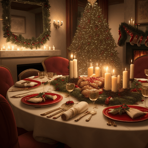 AI generated: High resolution photography iimage shows a delicious holiday-themed meal, featuring a beautifully co...