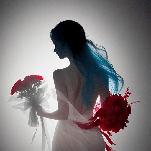 AI generated: ethereal photography,A striking scale representation of cyans and reds of a woman's silhouette from ...