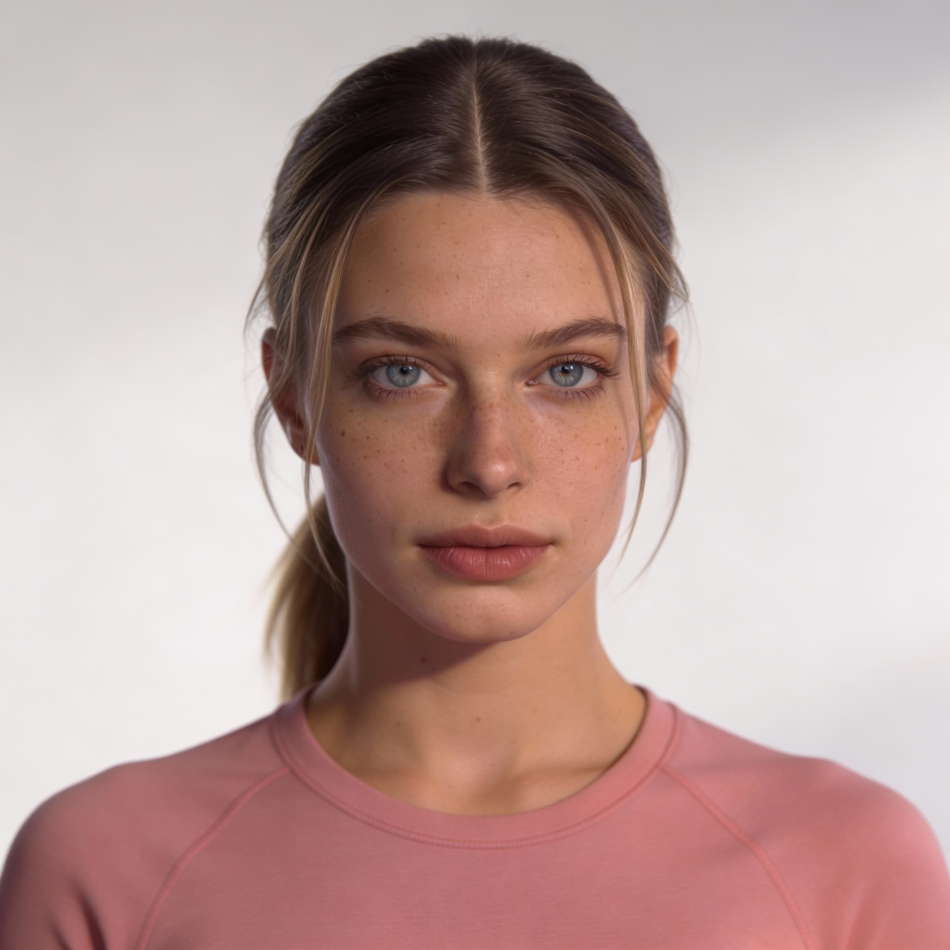 AI generated: Ultra-realistic front-facing portrait of an adult woman,
looking directly into the camera with a cal...