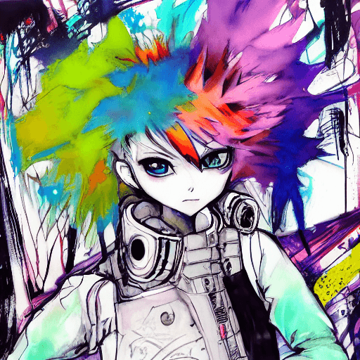 AI generated: anime artwork, A photo of a punk-inspired, edgy-looking 
artist, anime style, key visual, vibrant, s...
