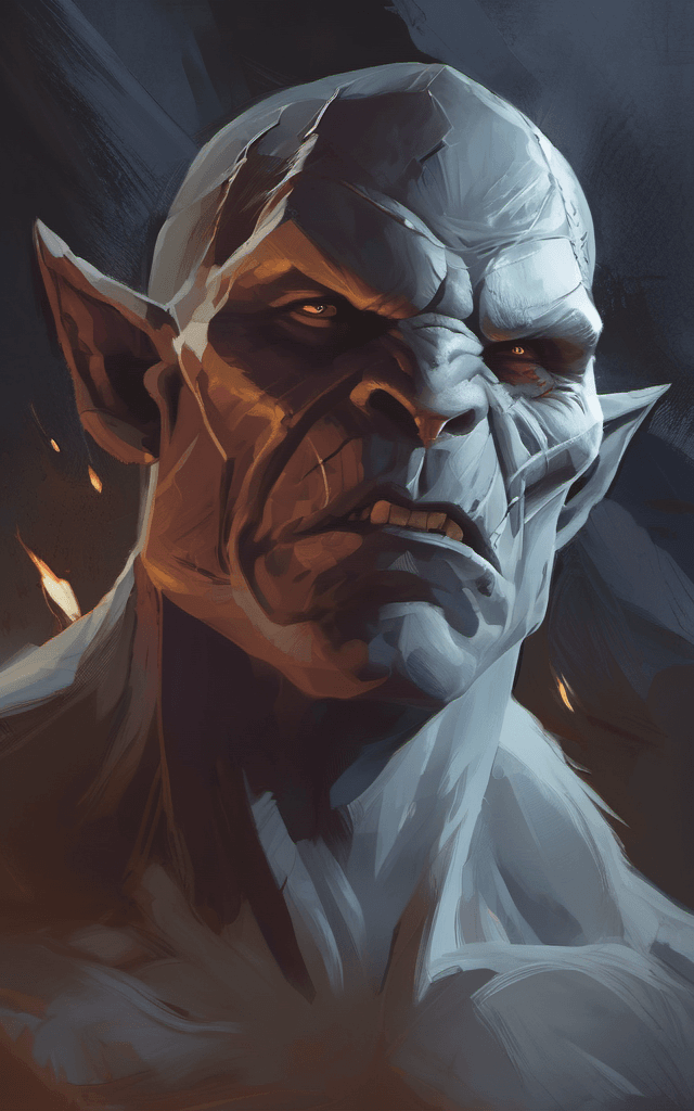 AI generated: portrait of an orc Azog the Defiler, white skin, scars, angry, mean look, brutal composition, digita...