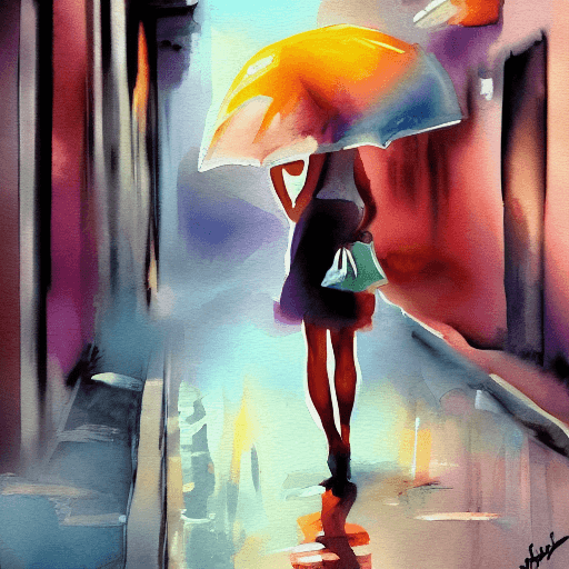 AI generated: painterly, oil painting, brush strokes, pretty woman in a street, digital painting, cinematic compos...