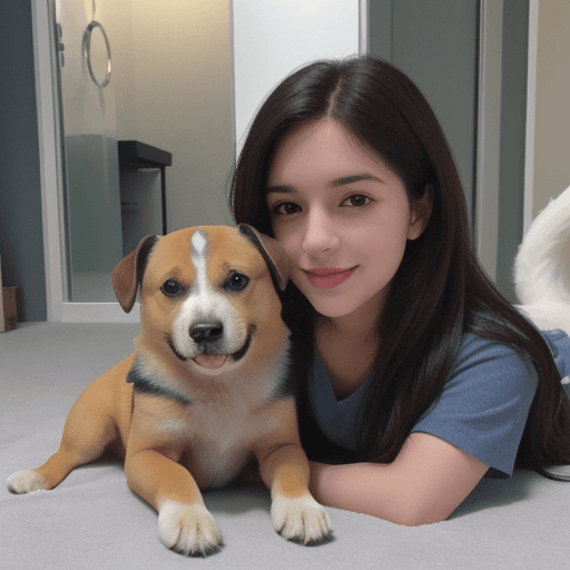 AI generated: SHOW IMAGE OF A DOG WITH A PUPPY