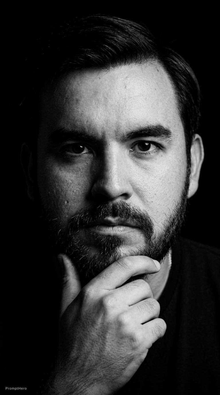 AI generated: high resolution photography, monochrome, evoking the starkness of classic noir with an intimate, psy...