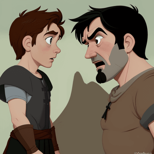 AI generated: Illustrate God confronting Cain about the murder, highlighting Cain's expression of guilt and denial...