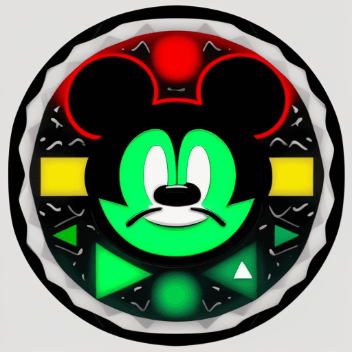 AI generated: Minimalist medium quality vector art (neon line logo) depicting a tessellated geometric mickey mouse...