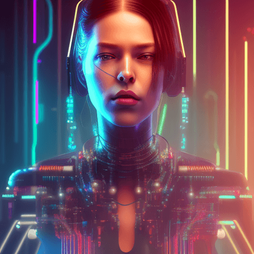AI generated: Hyperrealistic full-length portrait of a futuristic cyberpunk hacker | in a neon-lit cyber alley | d...