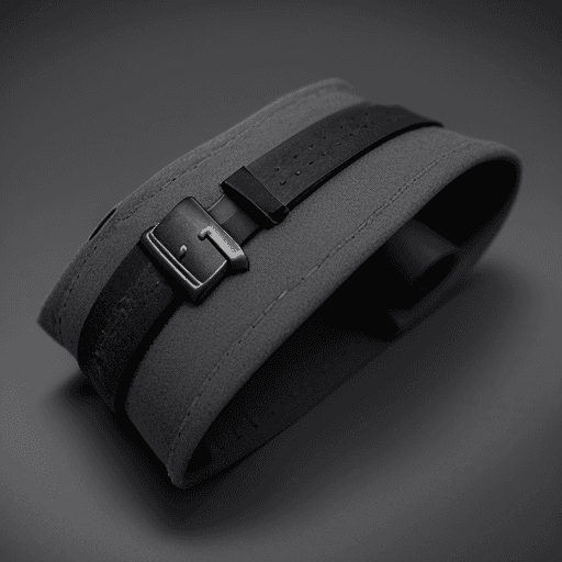 AI generated: Photograph, urban millitary, technical materials, leather bracelet, fabric small point label on text...