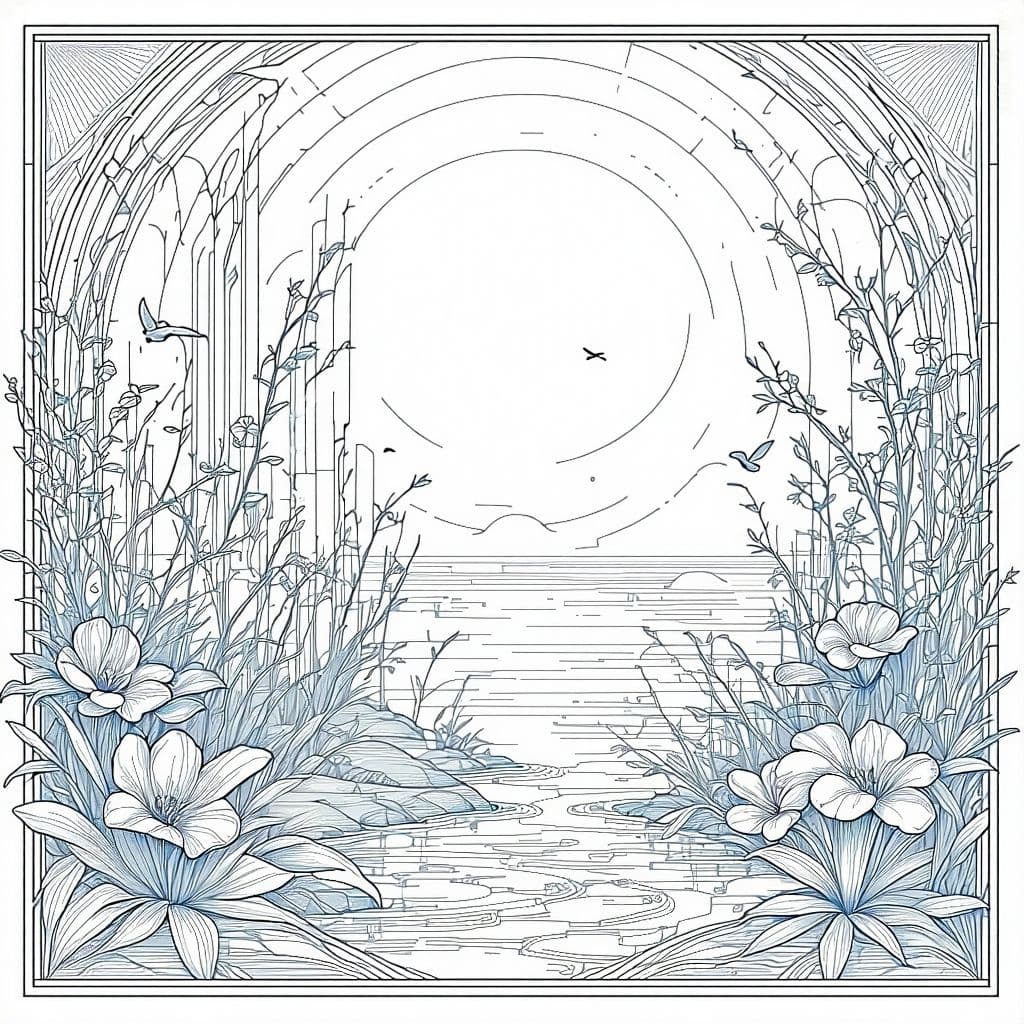 AI generated: "A high-quality black and white coloring page illustration with clean, crisp line art. The image is ...