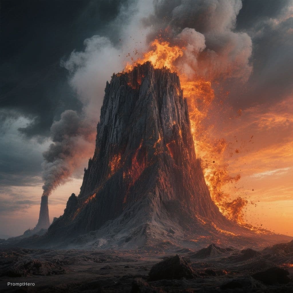 AI generated: One of nature's most dramatic overachievers, volcanoes have been stealing the scene since long befor...