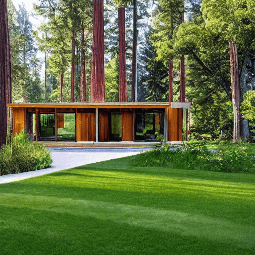 AI generated: hyper realistic real estate photography image, full  large image, big and long eco friendly house in...
