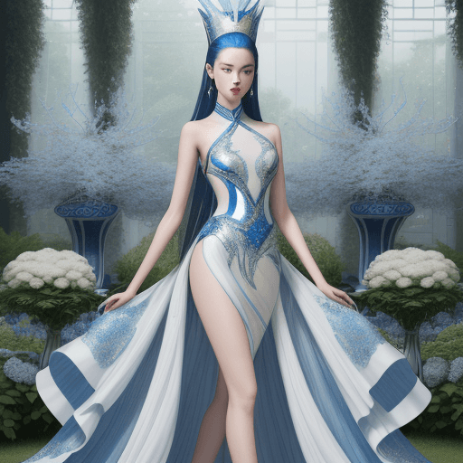 AI generated: A detailed image of a young professional fashion model with hair mimicking the texture of hard, shin...