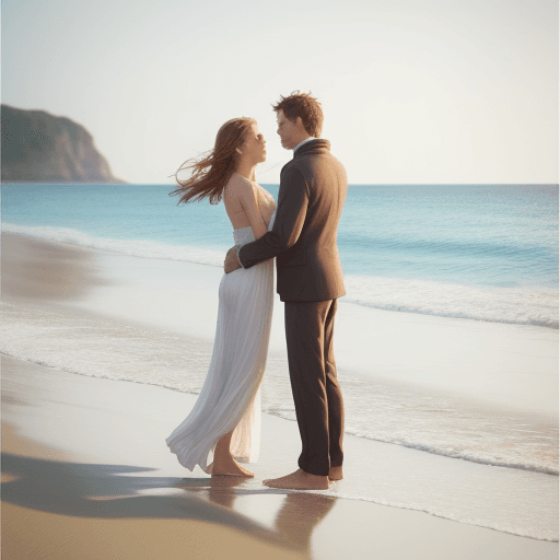 AI generated: lovers on the beach