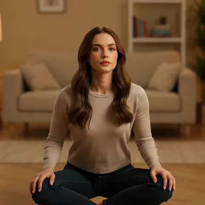 AI generated video: Slowly standing up. Looking away from camera.