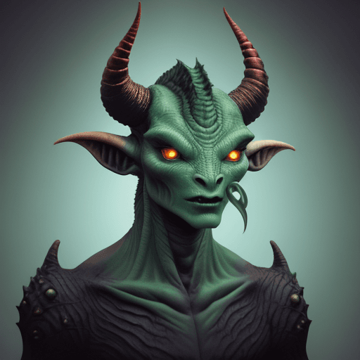 AI generated: Horned alien with scaled skin