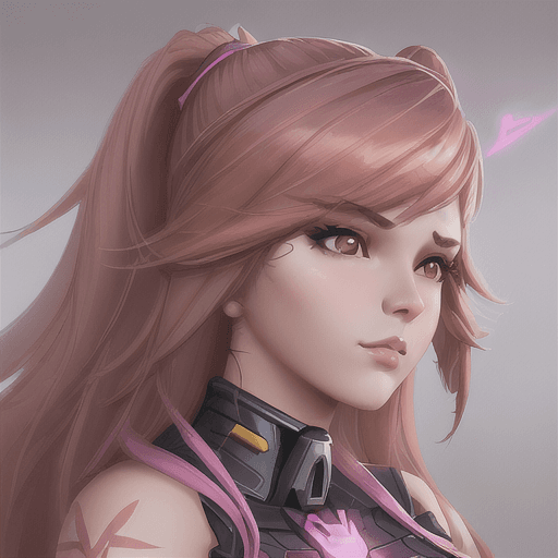 AI generated: mdjrny-v4 style portrait of female with brown long hair, nationality Korean, pink arrows on her chee...