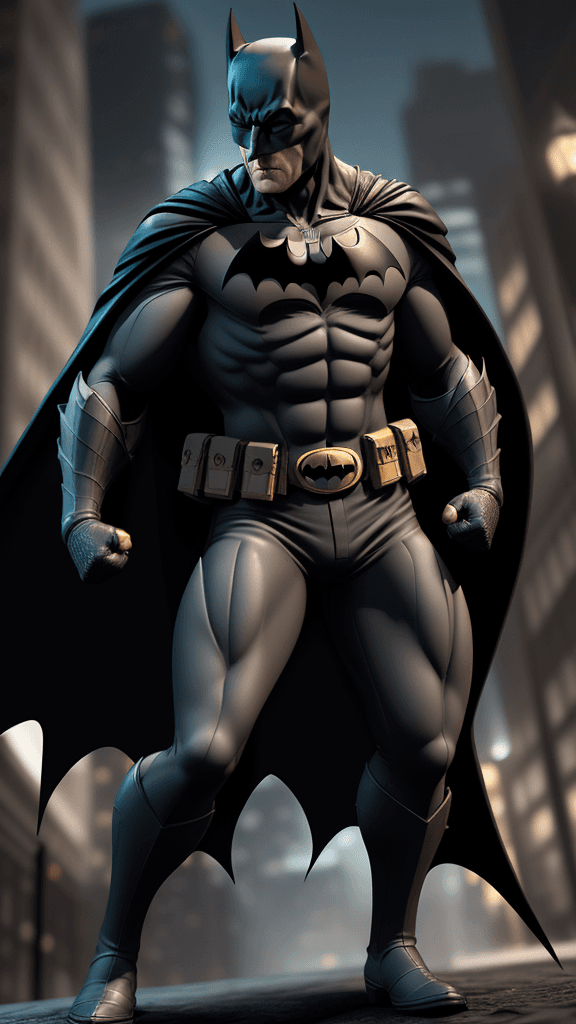 AI generated: "Craft a highly detailed 3D model of Batman in his iconic suit. Pay special attention to the bat emb...