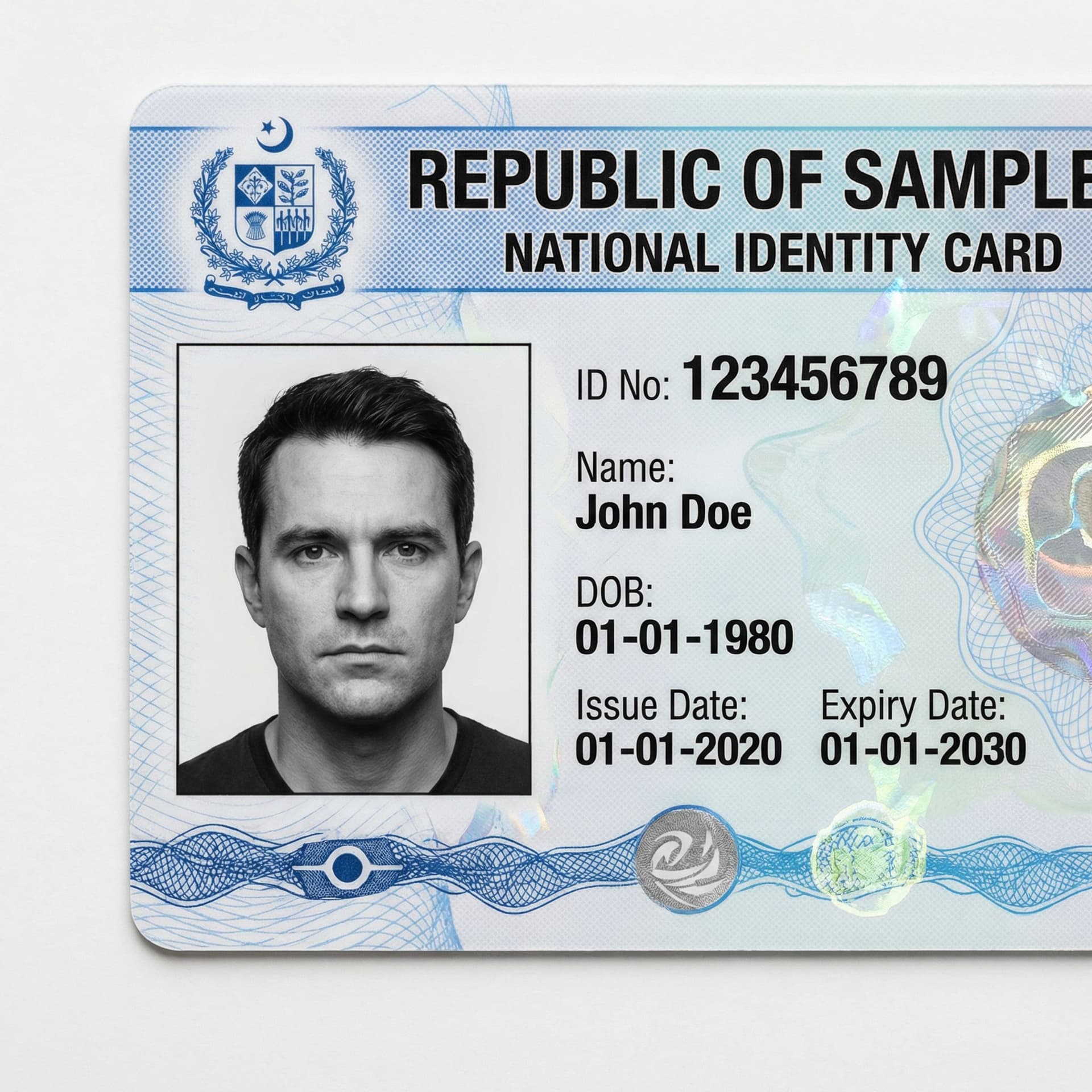 AI generated: Objective: Enhance the clarity of this ID card image and make specific, authorized alterations.

1. ...