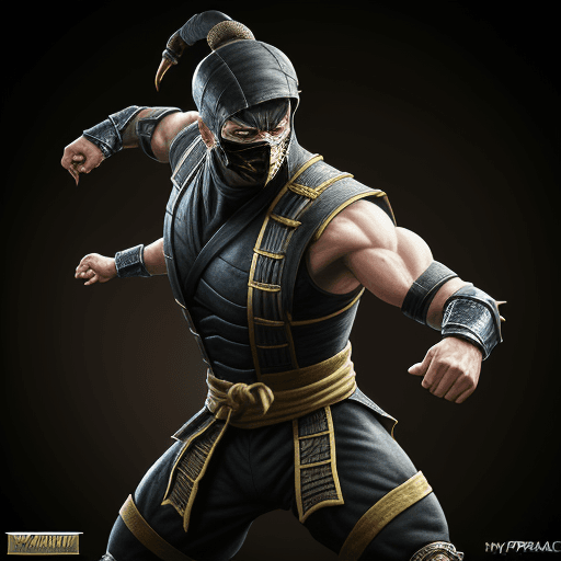 AI generated: Mortal Kombat 2 scorpion 1993 8k, hyperrealistic 