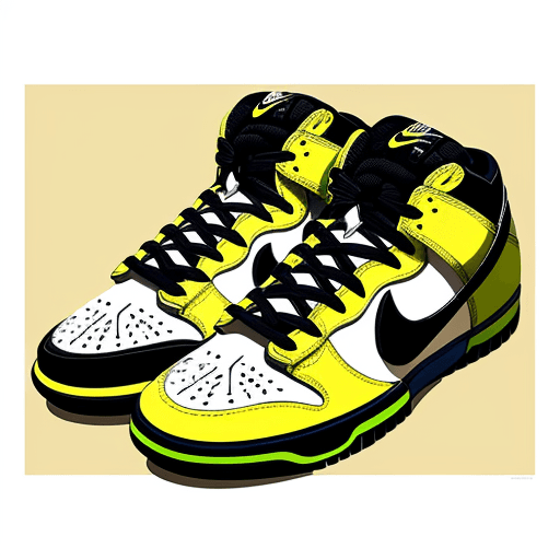 AI generated: 2D cartoon-style artwork of a pair of Nike Dunk SB sneakers, capturing the essence of official art a...