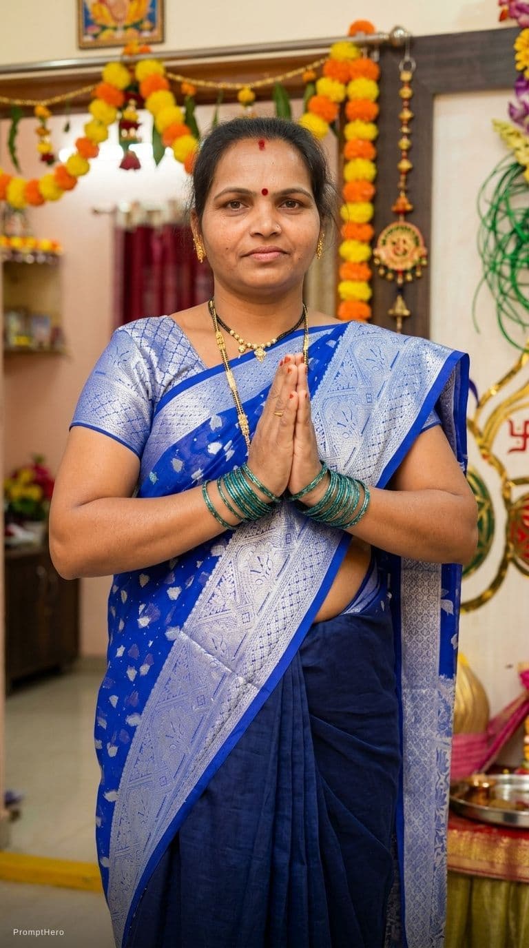 AI generated: Aunty in her blouse only 