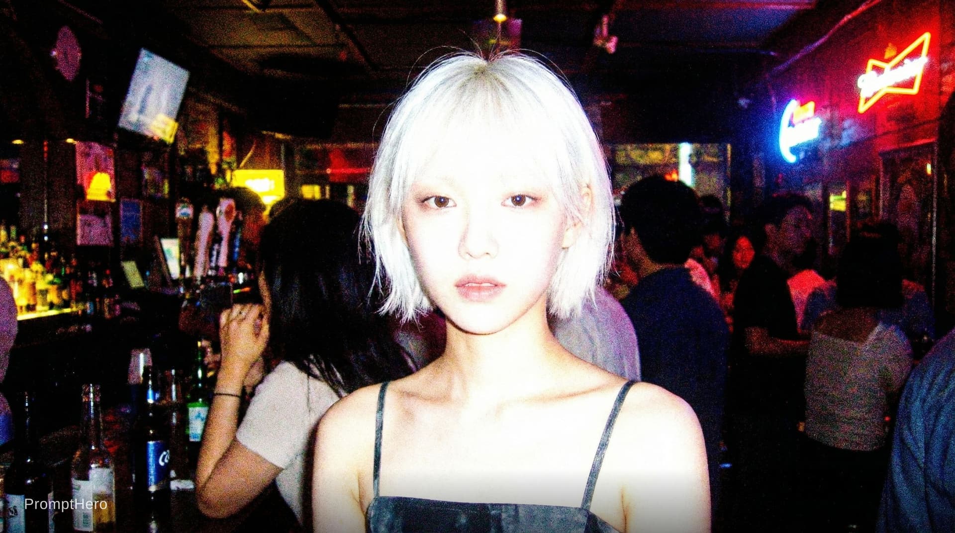 AI generated: photo taken with a compact digital camera from the early 1990s, grainy, saturated colours, flash pho...