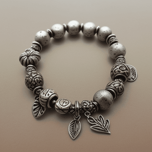 AI generated: Metal bracelet charm with nature theme that says 500