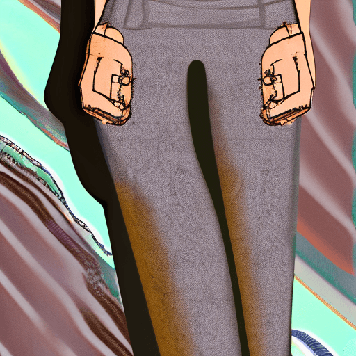 AI generated: A photorealistic image of a cross-dressed woman. She wears a loos sleeveless, , tucked into high-wai...