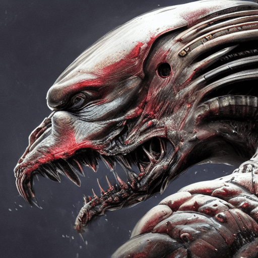 AI generated: a highly detailed cuper closeup cinematic rendering of a predator from the predator, highly detailed...