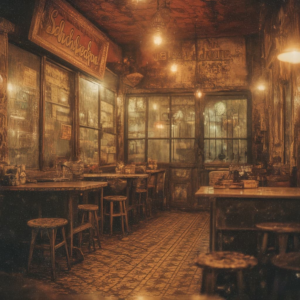 AI generated: Vintage African cafe with warm nostalgic lighting