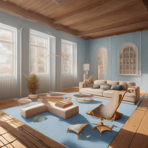 AI generated: High resolution photography interior design, dreamy sunken living room conversation pit, wooden floo...
