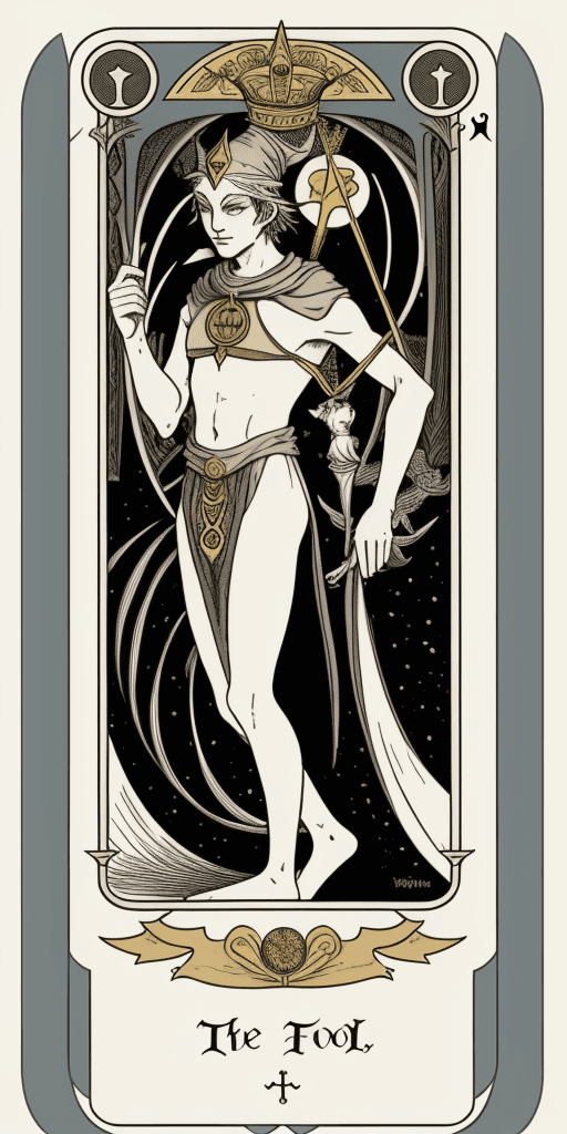 AI generated: tarot card style, the fool, minimalistic