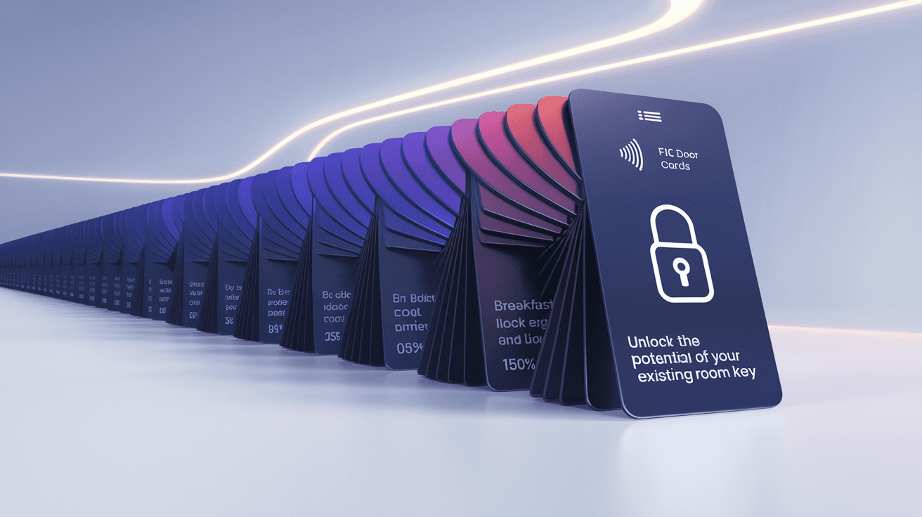 AI generated: A futuristic stack of digital key cards, arranged in a perfect horizontal fan-like layout from left ...