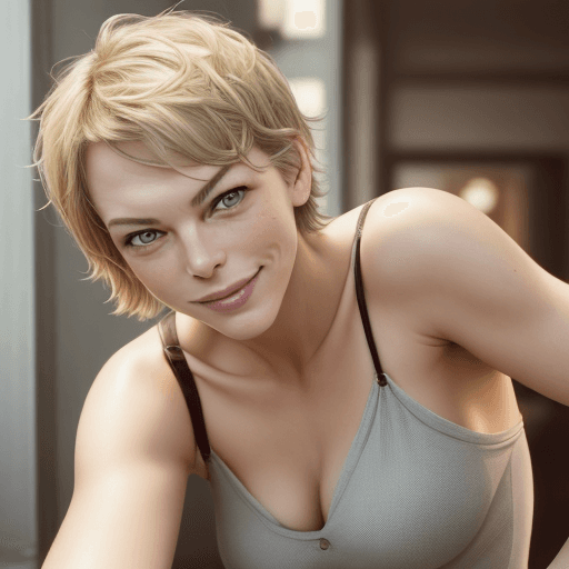 AI generated: (Jamie Lee Curtis:0.8) (Mila Jovovich:0.4) (dutch smiling teen:0.5) a beautiful teen smiling at the ...
