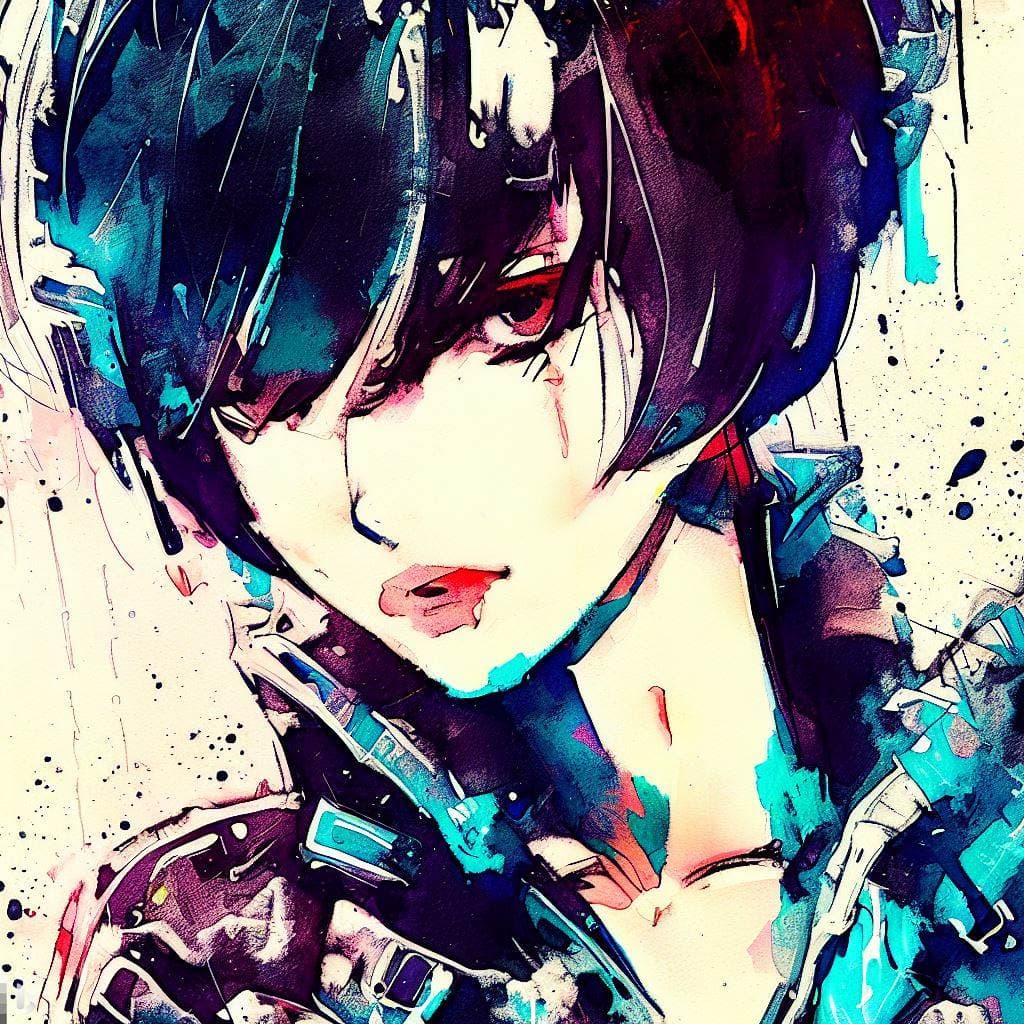 AI generated: anime artwork, A photo of a punk-inspired, edgy-looking young woman with a slender frame, anime styl...