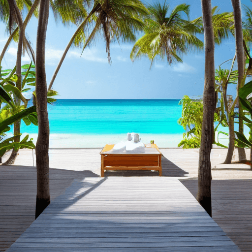 AI generated: High resolution stock photo of a beachfront spa at a luxury resort on a golden beach in the Maldives...