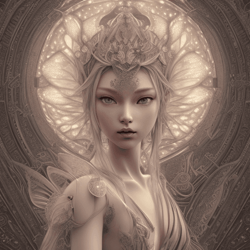 AI generated: Beautiful detailed face detailed digital illustration gorgeous fairy sit on a silver_ornatrs_crescen...